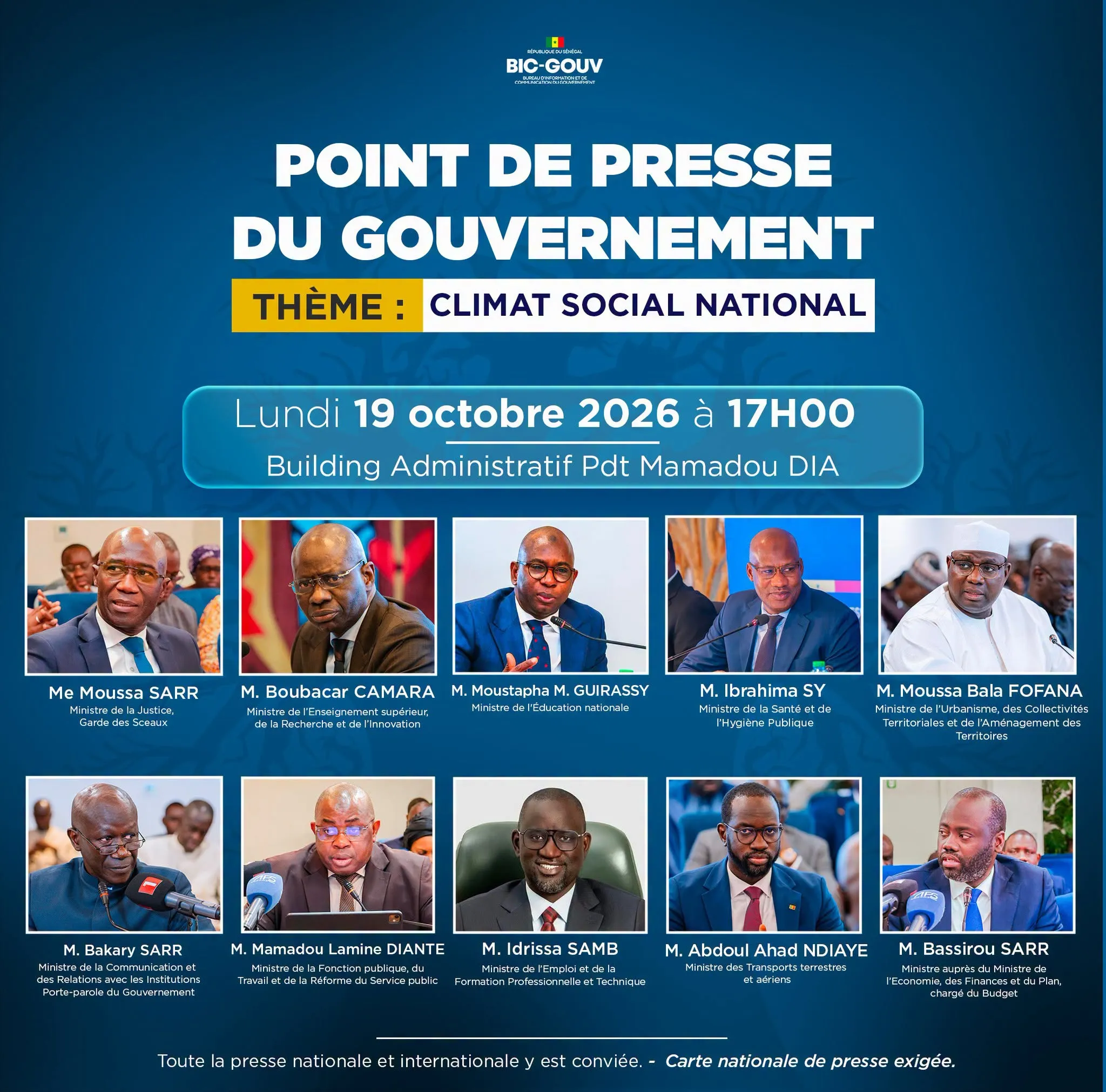 Climat social Sénégal : point de presse sur le Pacte de stabilité